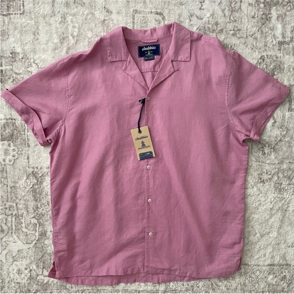Chubbies Magnolia Linen Cotton Sunday Shirt Button Front Short Sleeve XL New